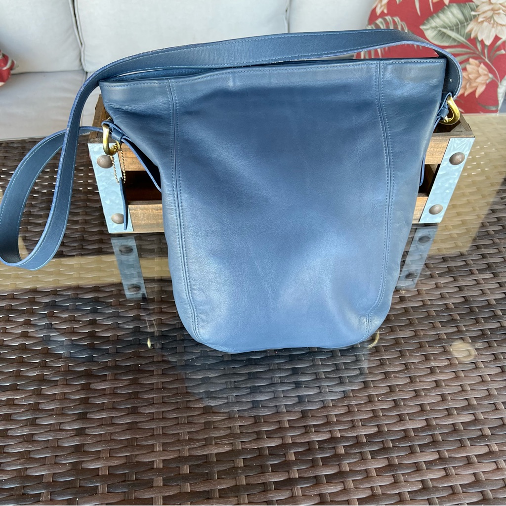 Vintage Coach #4027 Monterey Hobo Bag In Rare Chambray Blue Lightweight